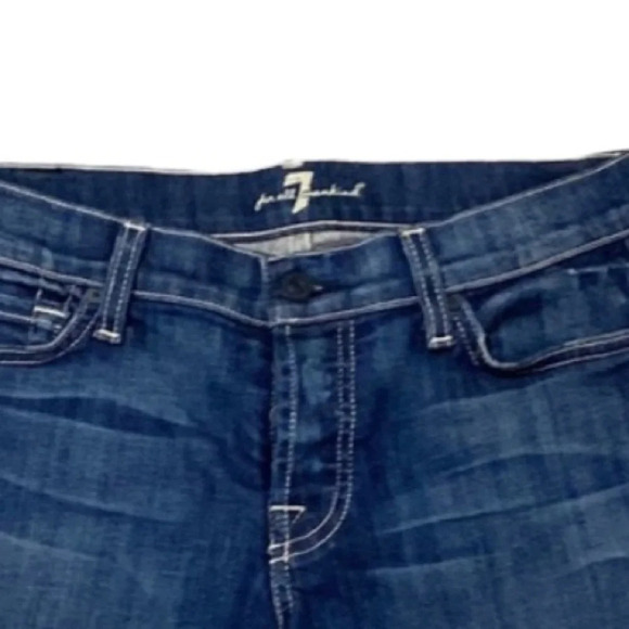 7 For All Mankind Blue Button Fly Cuffed Jeans Size 24 - Picture 5 of 7